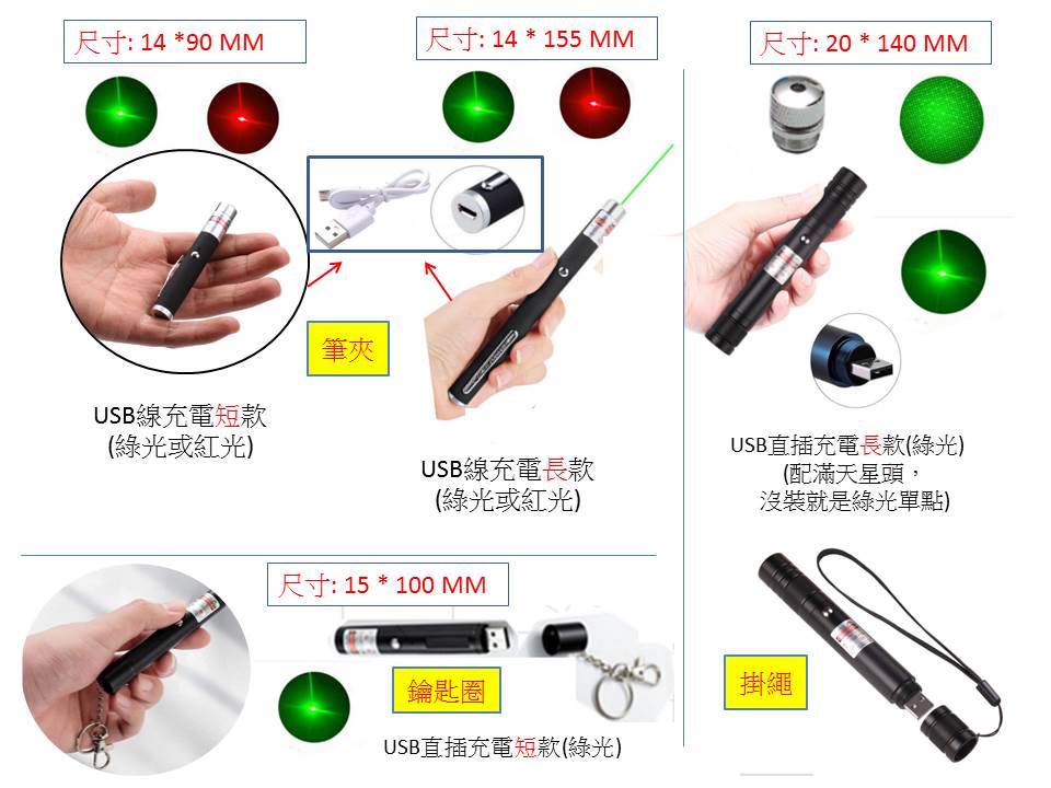USB充電筆型手電筒(射程3000米)