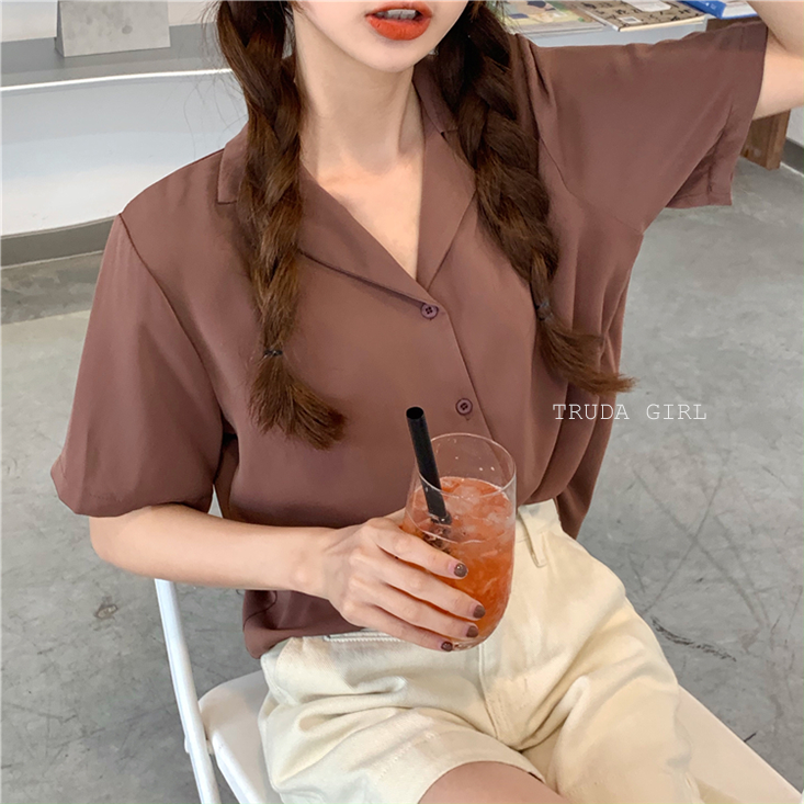 11色絕美版型西裝領寬鬆短袖襯衫 多色任選 修身百搭