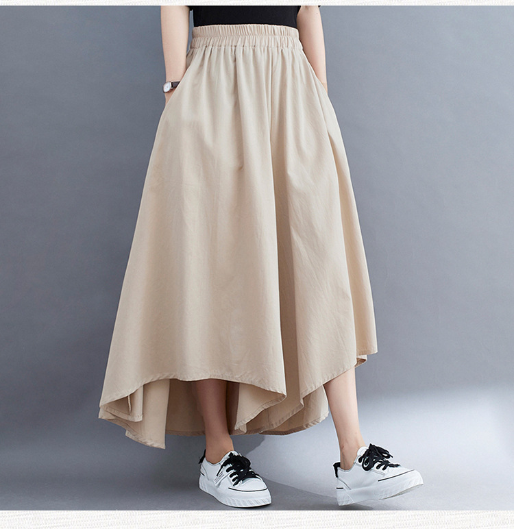 涼爽修身百搭不規則九分大擺休閒棉麻寬褲 M-2XL 
