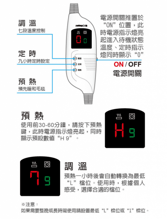 日象電熱毯 ZOG-2110C ZOG-2230C ZOG-2310B