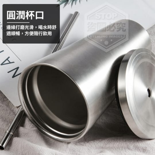 不鏽鋼帶蓋子吸管隨行杯