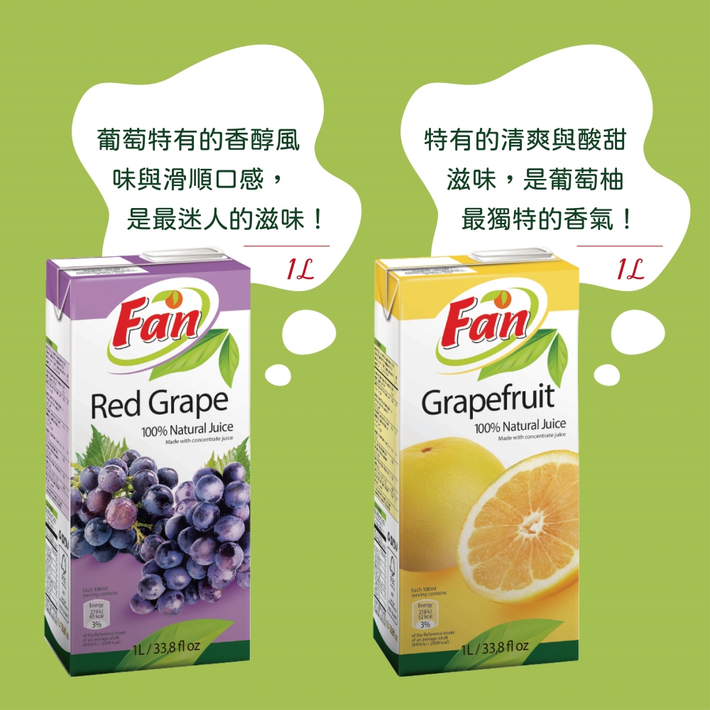 【Fan果芬】歐洲原裝進口果芬100%純天然果汁1000ml
