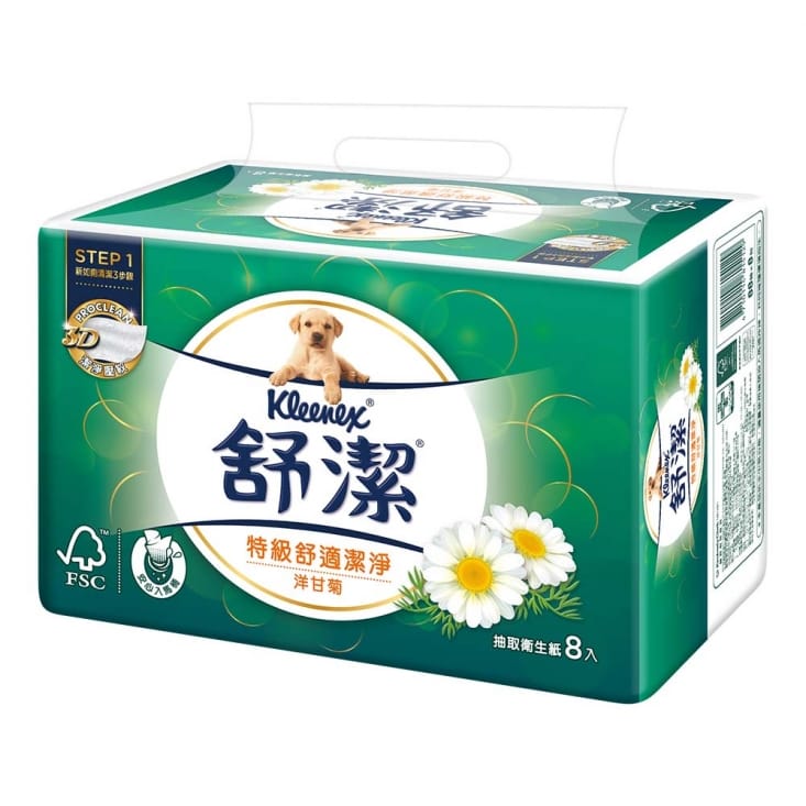 【Kleenex 舒潔】特級舒適潔淨抽取衛生紙-洋甘菊 88抽x8包x8串/箱