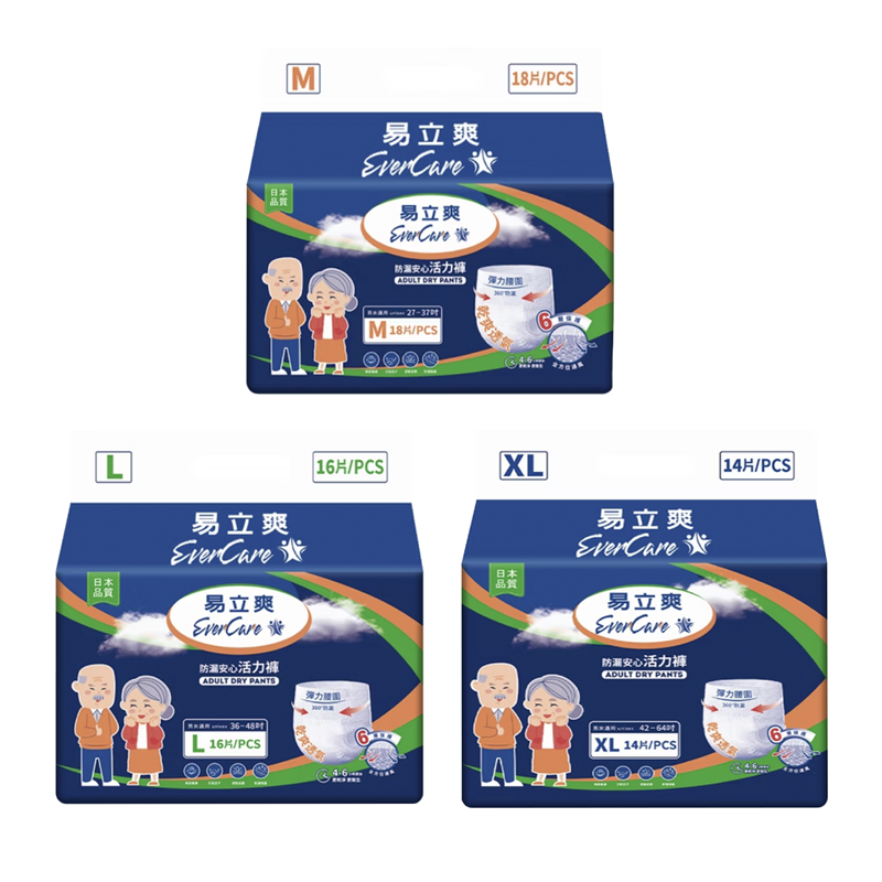 【易立爽】輕薄安心活力褲超值型/褲型成人紙尿褲 (M/L/XL)