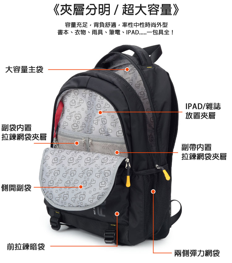 韓版大容量多隔層學生書包後背包 兒童書包