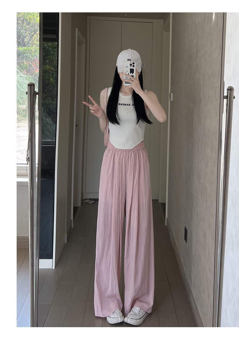 日系冰絲涼感垂感慵懶棉麻闊腿褲 M-XL 寬褲 休閒褲 棉麻褲