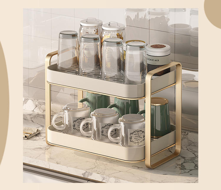 輕奢感金邊超耐重雙層置物架