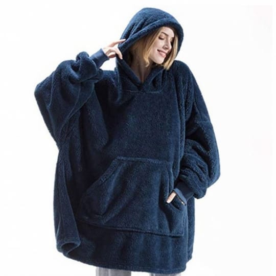 超大寬鬆雙面絨暖呼呼毛毯保暖連帽上衣