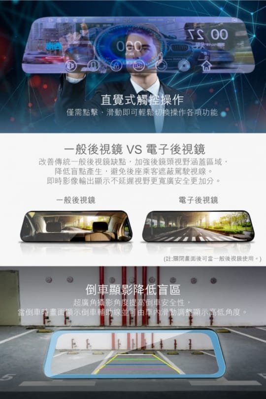 速霸M3 GPS測速預警前後高畫質1080P流媒體電子後視鏡