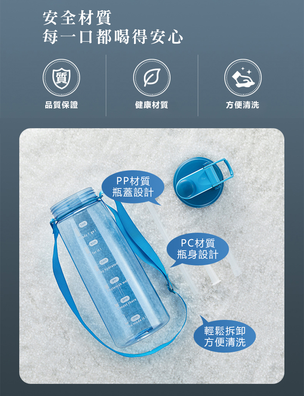 【加厚耐熱運動水壺2200ml】2.2L水壺 運動水壺 大容量水壺 吸管水壺