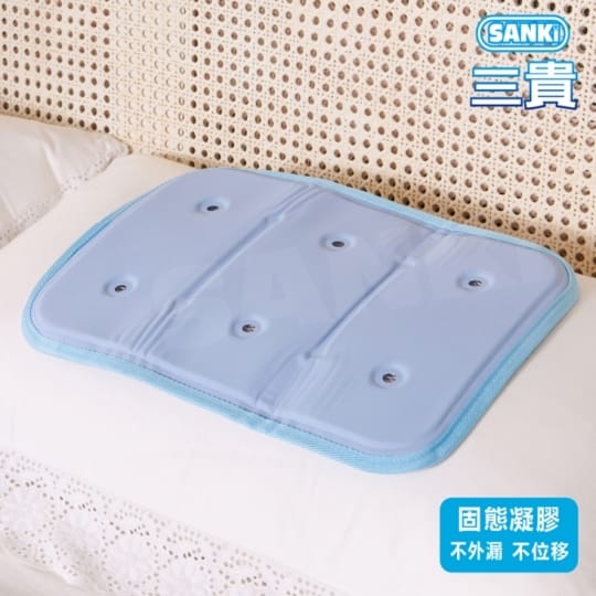 【日本三貴SANKI】散熱加強冰涼床墊 1床墊+2枕墊(素面藍)
