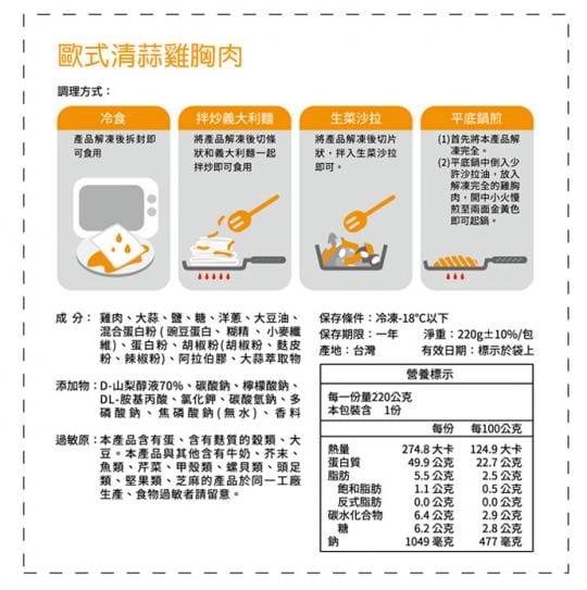 【卜蜂】經典佐義式嫩雞胸肉