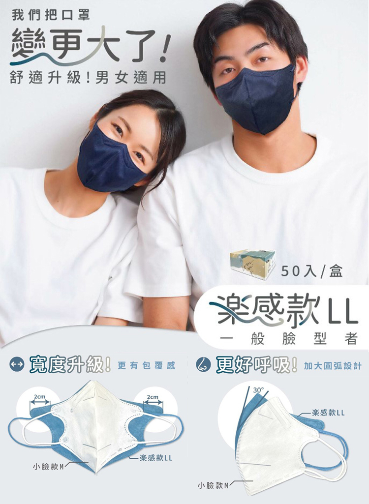 -【億宏】小臉成人3D立體醫用口罩 1盒50片 不沾妝 瘦臉口罩
