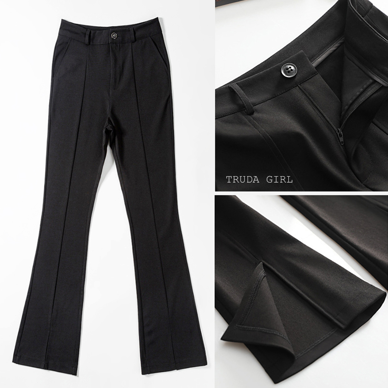 S-2XL全新美型修身西裝材質顯瘦微喇叭褲 休閒褲 西裝褲 