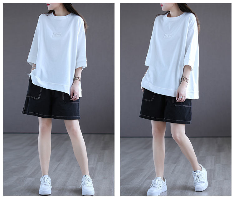 春夏休閒寬鬆修身顯瘦大碼百搭棉質上衣 L-3XL 大尺碼上衣