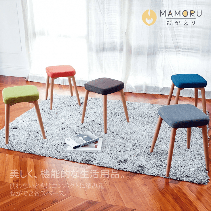 【MAMORU】復古風布藝方型木紋椅凳 二入(餐椅/換鞋凳/擱腳凳)