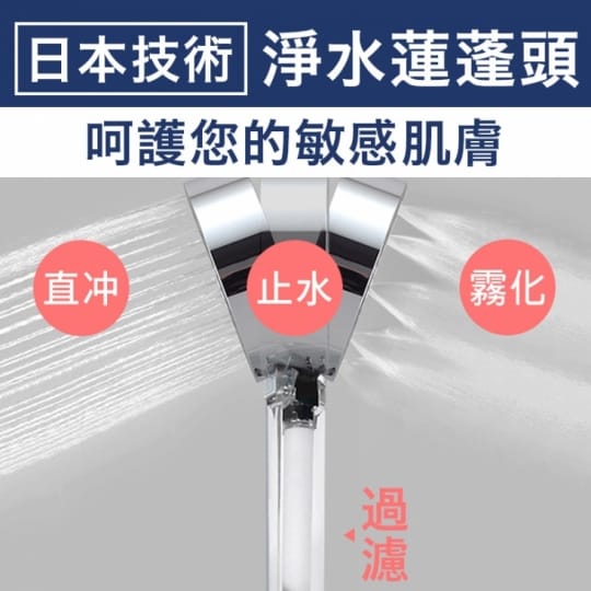 日式三段式增壓雙面出水過濾蓮蓬頭