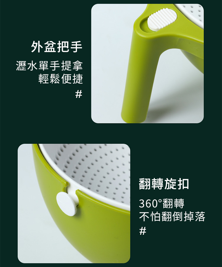 360度翻轉雙層可拆卸蔬果瀝水籃