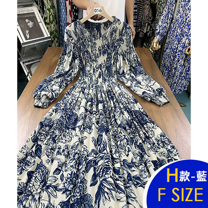 韓國新款長袖三宅風壓褶洋裝 多款任選 