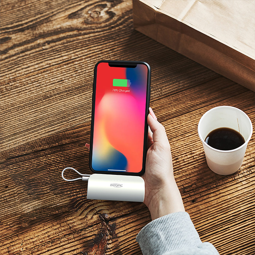 【INTOPIC 廣鼎】PW-507L 迷你口袋式行動電源 (直插式 內附線)