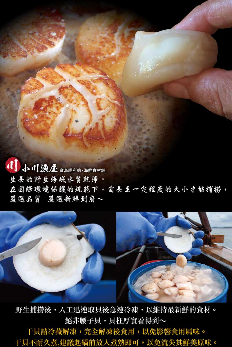 【小川漁屋】野生北海大干貝 (500g±10%/包/10~13顆)