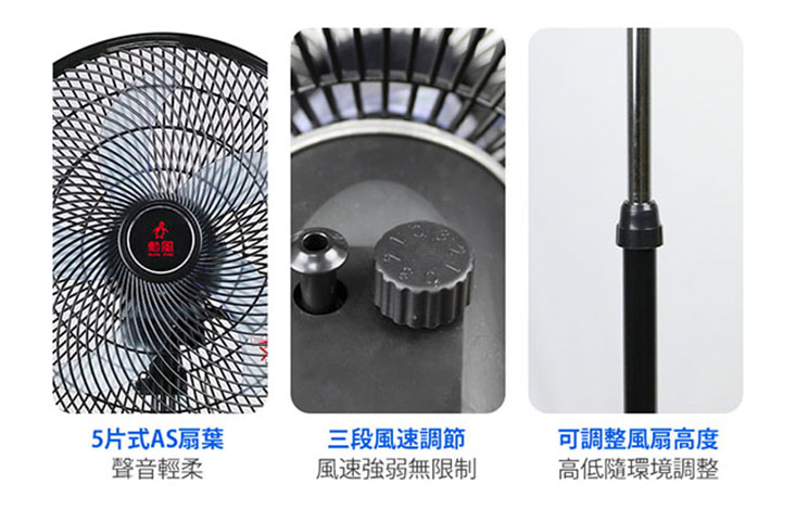  【勳風】集風式14吋立體擺頭電風扇立扇循環扇(HF-B1408)