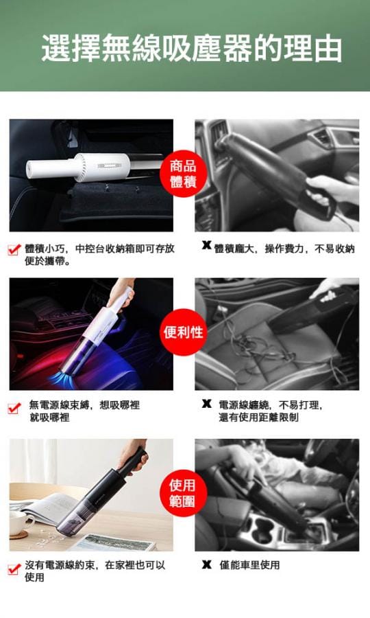 手持無線家車兩用吸塵器
