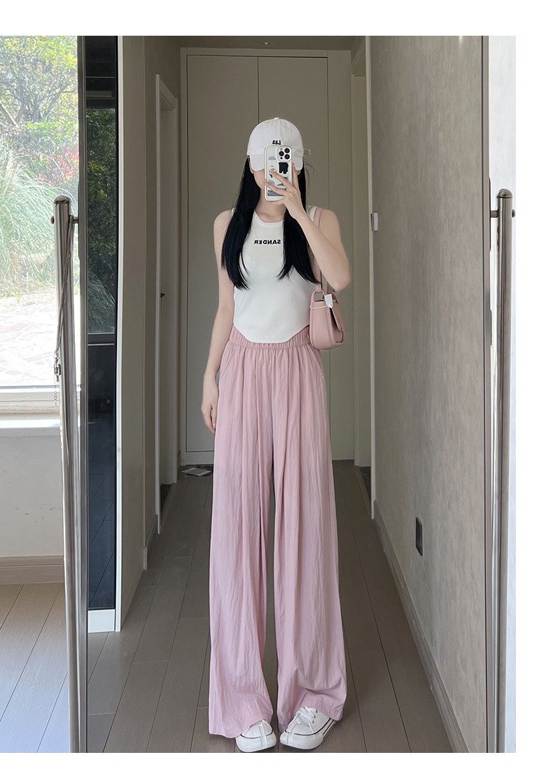 日系冰絲涼感垂感慵懶棉麻闊腿褲 M-XL 寬褲 休閒褲 棉麻褲