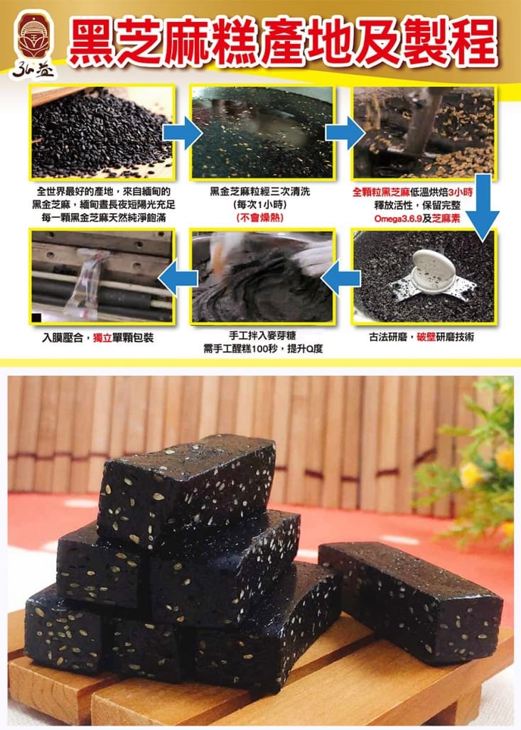 【弘益傳香世家】大包裝純手工黑芝麻糕450g(軟Q不黏牙/補鈣好健康/口齒留香)