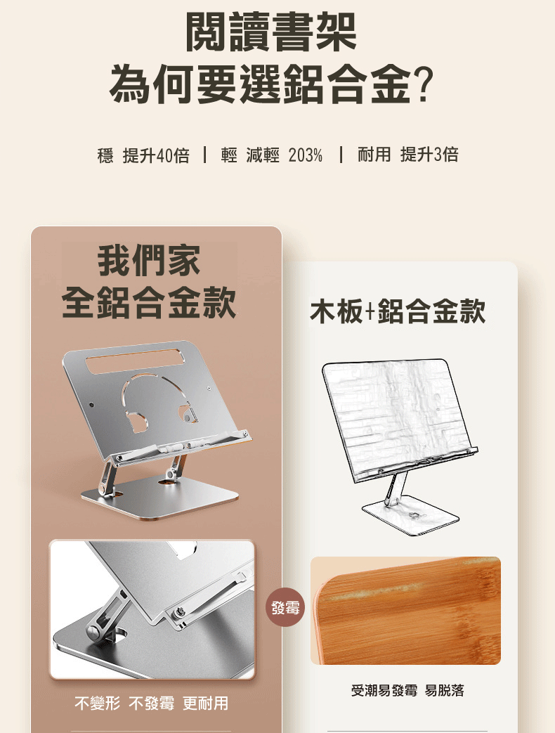 鋁合金閱讀支架 可調節升降支架 多功能看書神器 電腦支架 平板支架