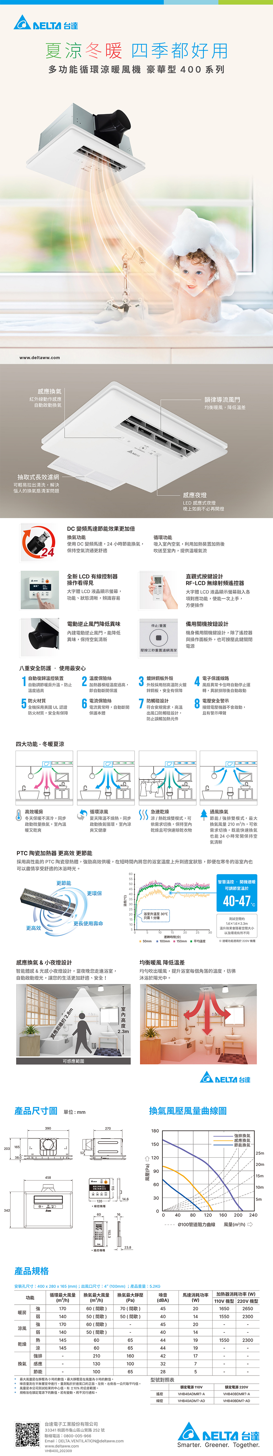 【台達電子】多功能循環涼暖風機VHB40ADMRT-A VHB40BDMRT-A