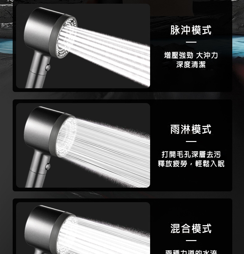 5檔增壓過濾按摩蓮蓬頭(贈支架)