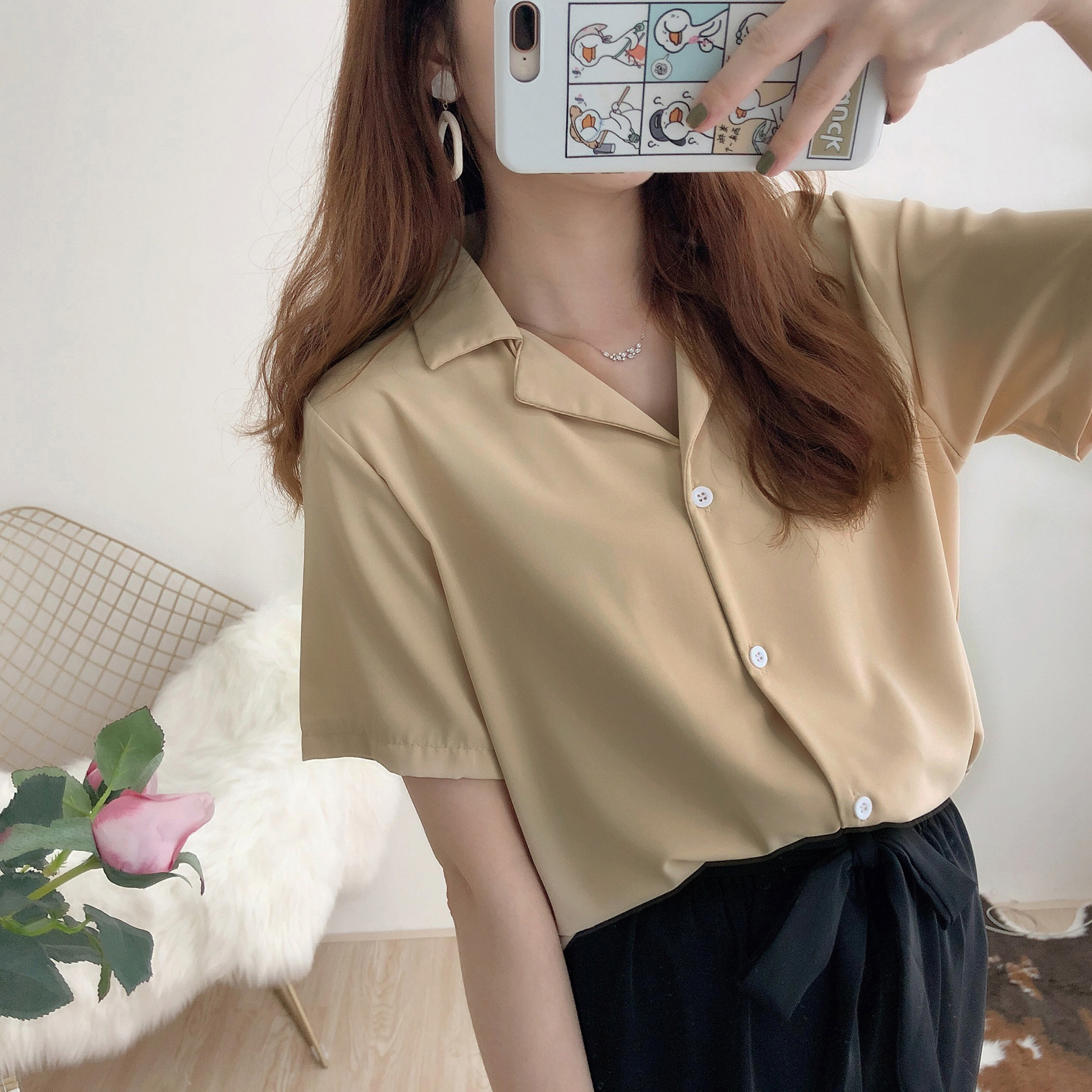 韓色系13色雪紡西裝領短袖襯衫 雪紡襯衫 雪紡上衣