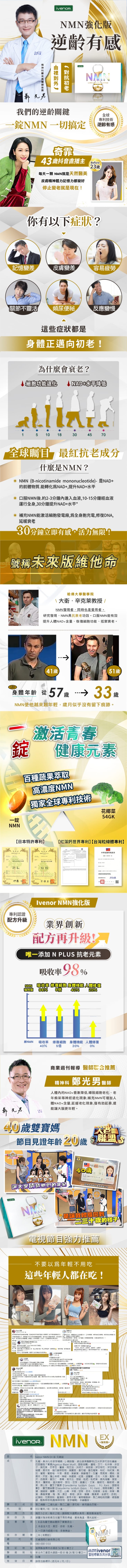 【iVENOR】首創NMN EX版元氣錠-II(30粒/盒 伊正代言推薦)