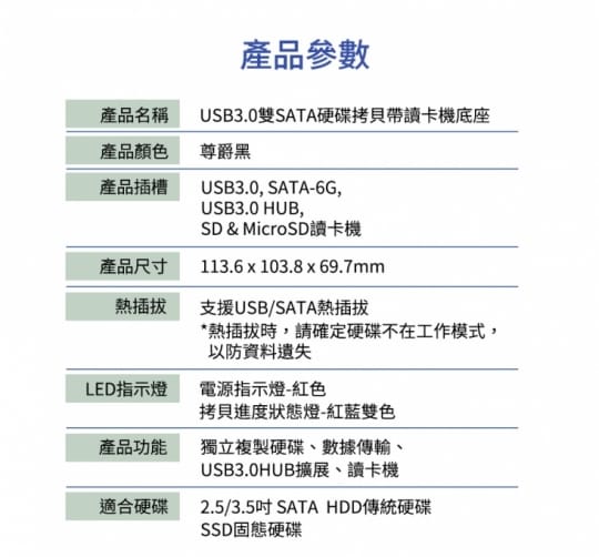 小比科技 雙硬碟拷貝底座讀卡機(AS56D2HC01)