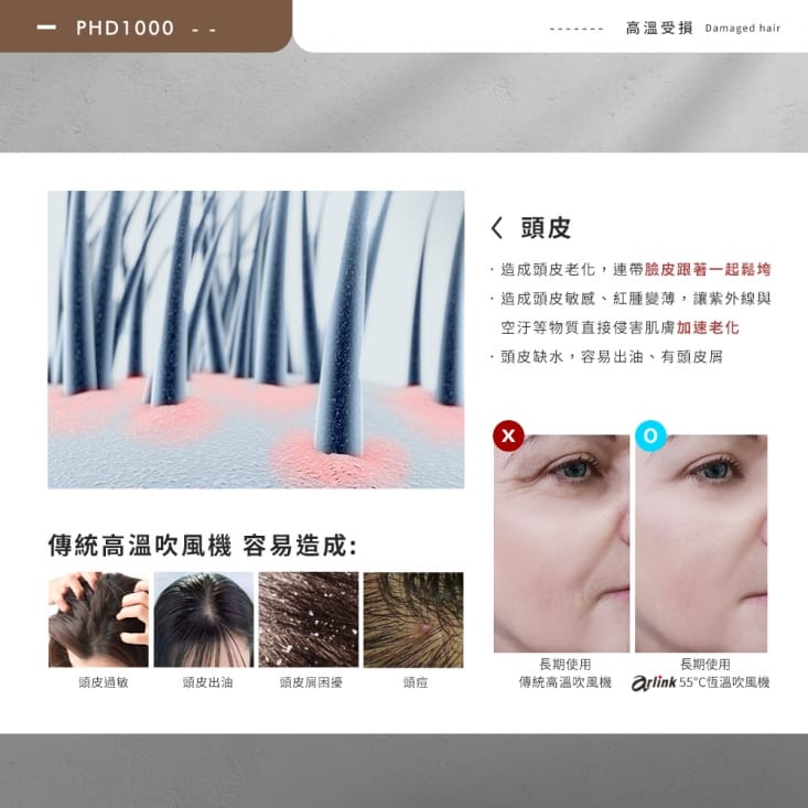 【Arlink】55℃ 恆溫無線三段冷熱吹風機(PHD1000)