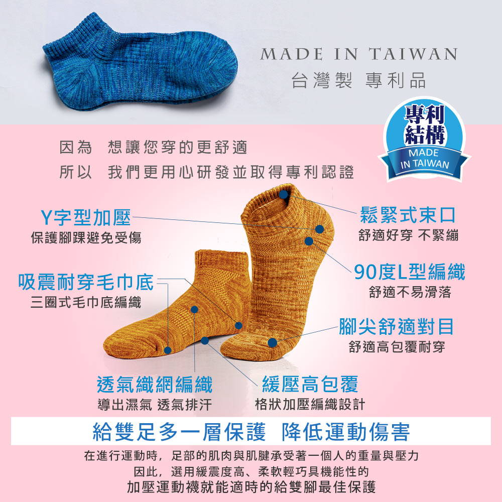 【BeautyFocus】6雙組/台灣製萊卡麻紋純色厚底襪(快速0662)