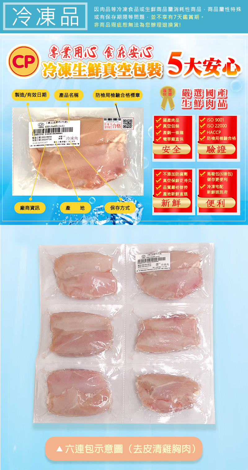       【卜蜂】急凍生鮮 雞翅 真空6連包x4組(2.7kg/組 雞中翅/