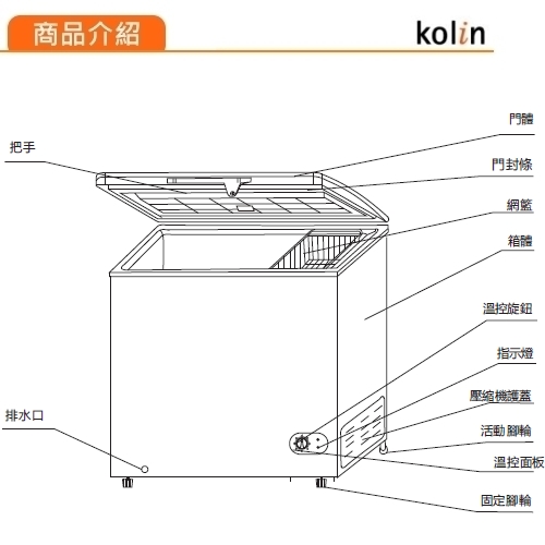 【Kolin歌林】155L二用臥式冰櫃 KR-115F02(基本運送/拆箱定位)