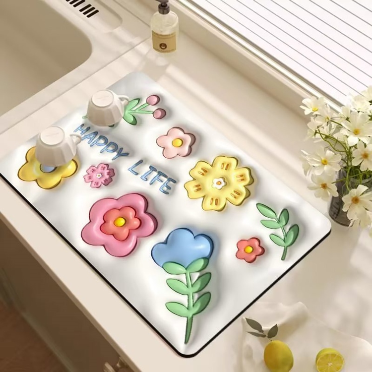 3D立體視覺硅藻泥吸水地墊60x40cm