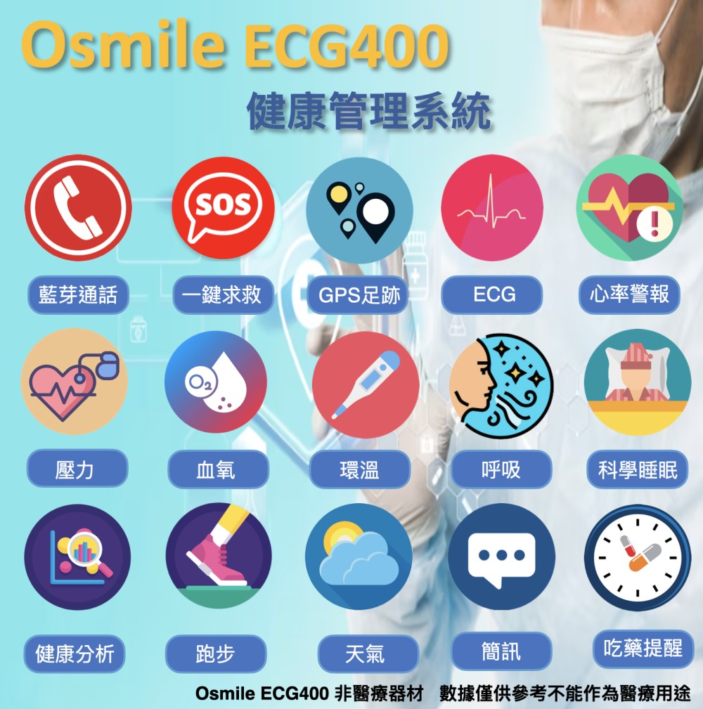 【Osmile】ECG400 健康管理 心率壓力血氧 一鍵求救 藍芽通話手錶