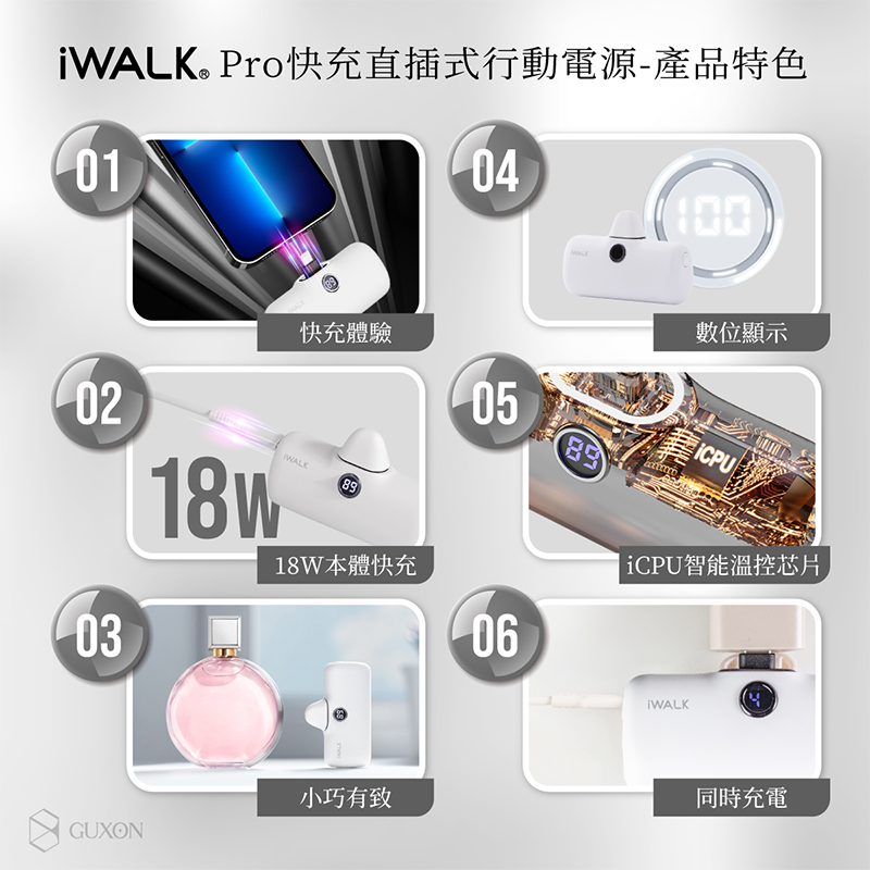 iWALK Pro直插式電量顯示行動電源 最新第五代 iphone/Type-C