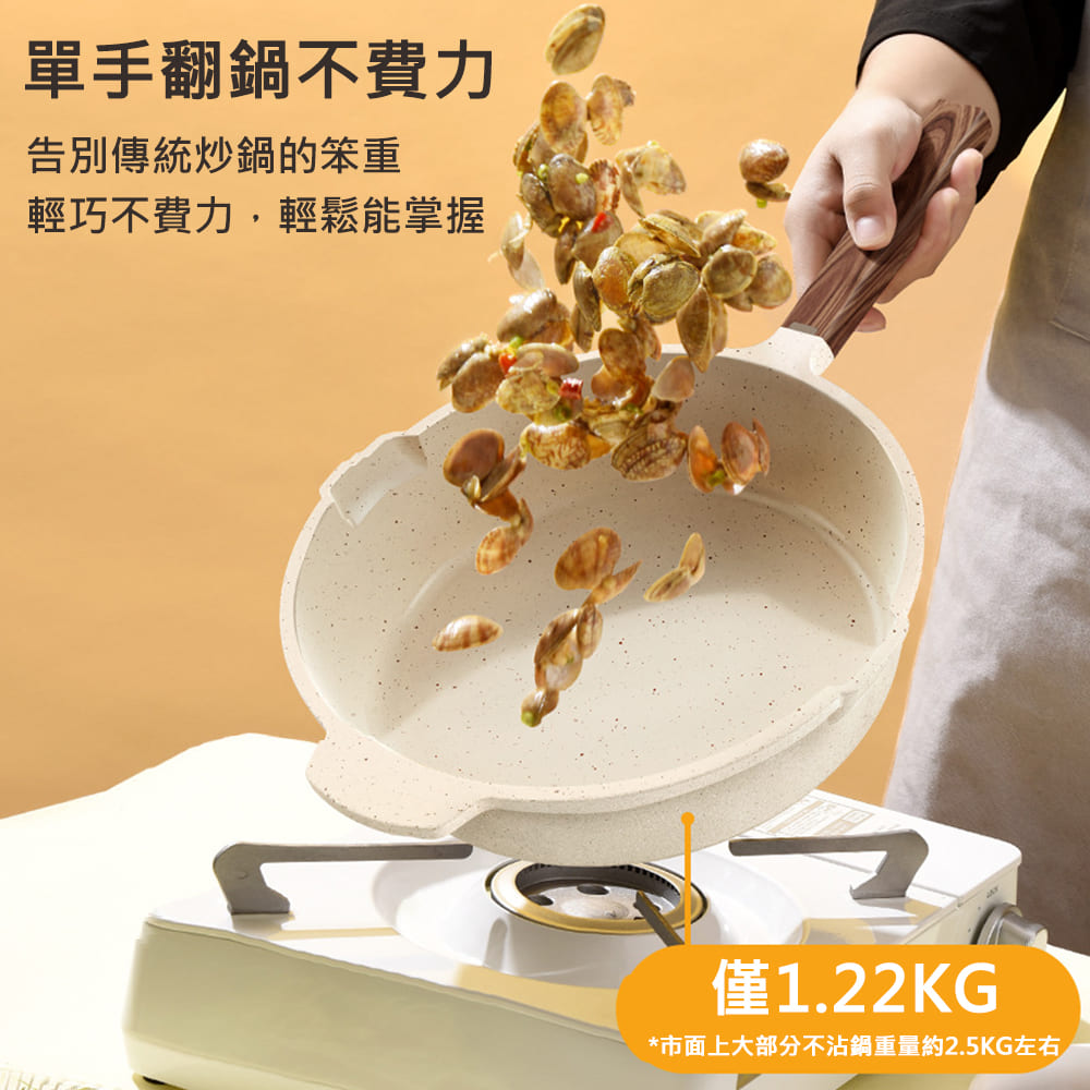 (福利品)日式麥飯石加深不沾炒鍋28/30cm(含蓋) 不挑爐具/可IH