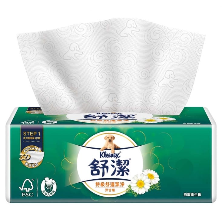 【Kleenex 舒潔】特級舒適潔淨抽取衛生紙-洋甘菊 88抽x8包x8串/箱