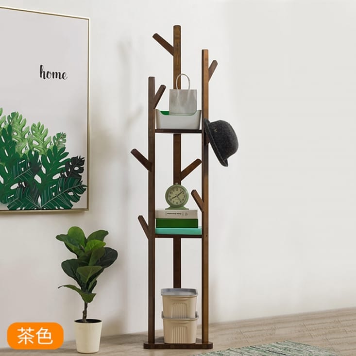 楠竹直立樹叉衣帽架/玄關收納架