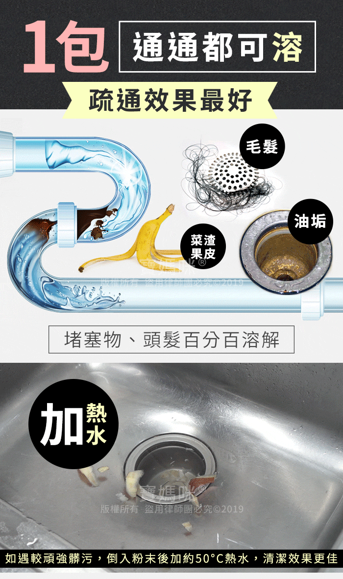 【一丁目電販】日本酵素超強清潔疏通粉 (50g) 酵素清潔/水管疏通/去污粉