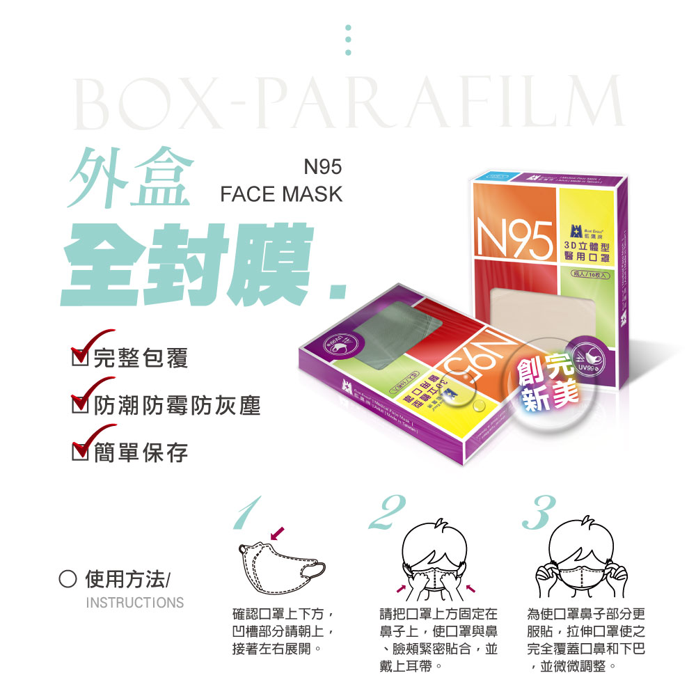 【藍鷹牌】N95立體型成人醫用口罩 綜合包 (10片/盒)