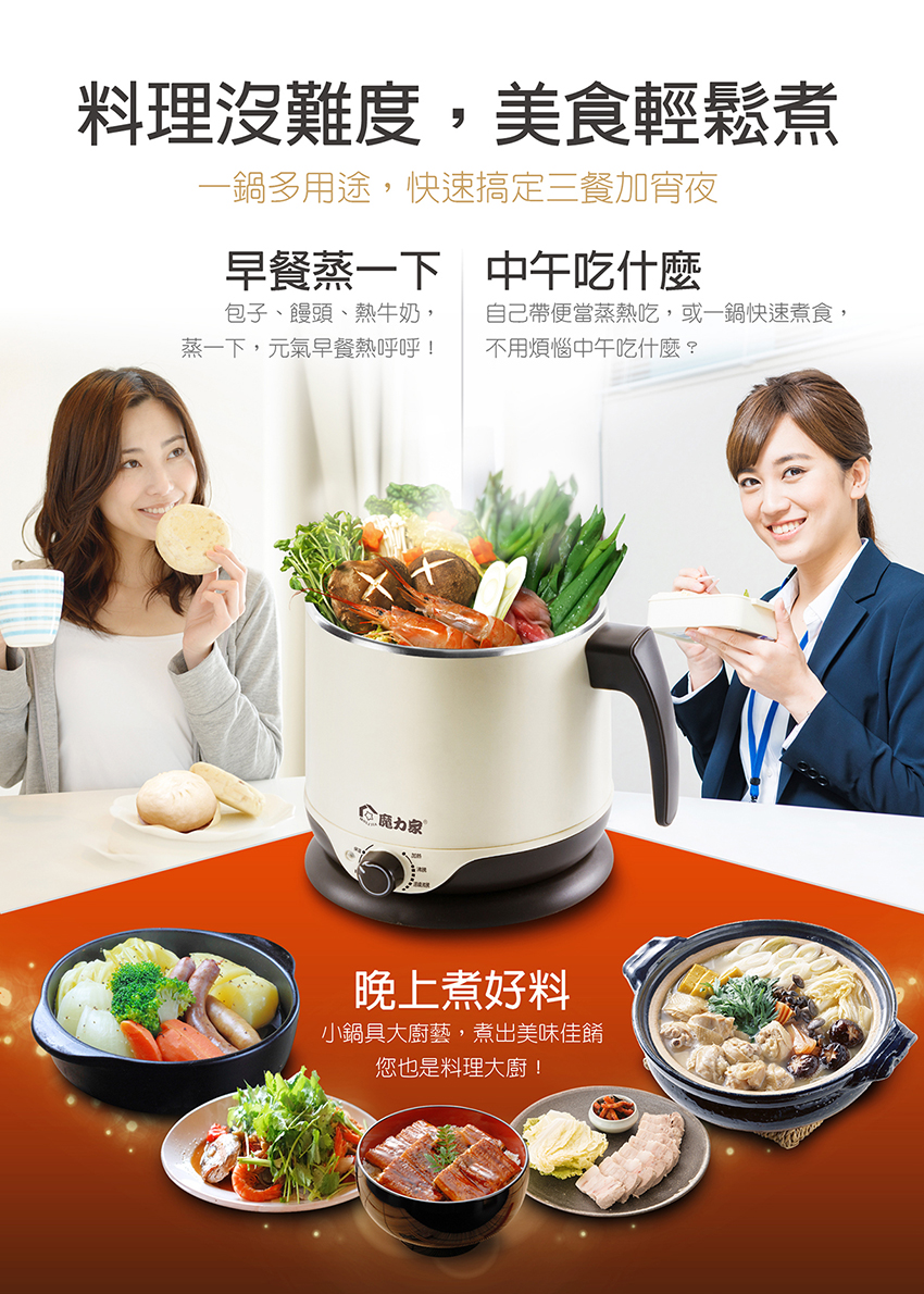【MOLIJIA 魔力家】即食行熱-雙層防燙快煮美食鍋 一番神器超值組(料理鍋/