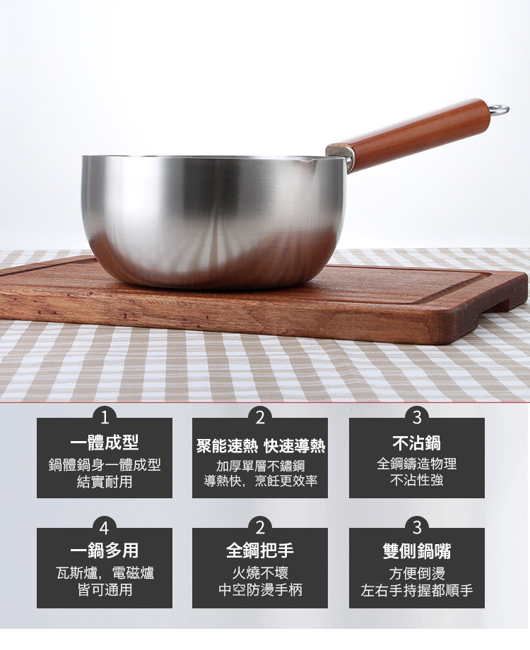 日式兩用木柄牛奶雪平鍋 2000ml