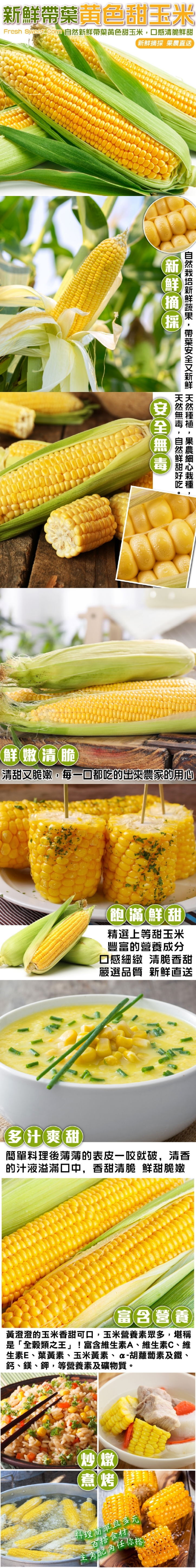       【果農直配】新鮮帶葉黃色甜玉米(10斤/箱)